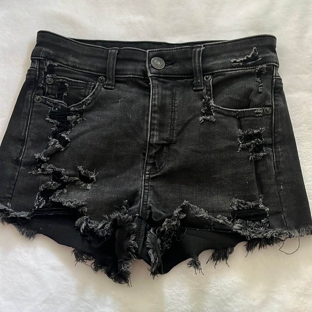 American Eagle Black Distressed Shorts